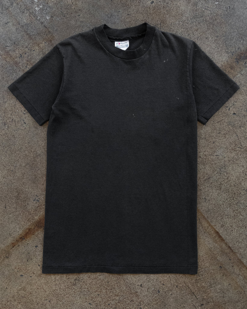 Single Stitched Faded Black Blank Tee - 1990s