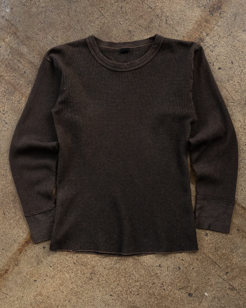 Over-Dyed Black Thermal Long-Sleeve Tee - 1990s FRONT PHOTO