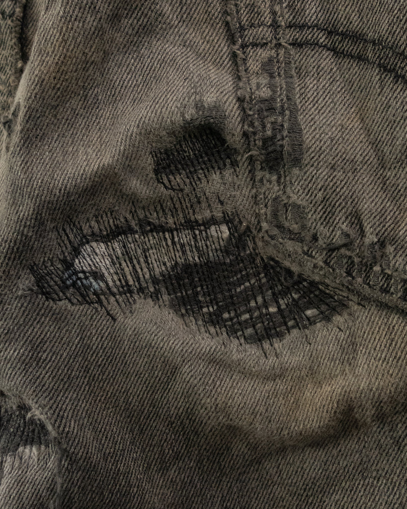 Levi's 501 Faded Charcoal Repaired Jeans - 1990s DETAIL PHOTO
