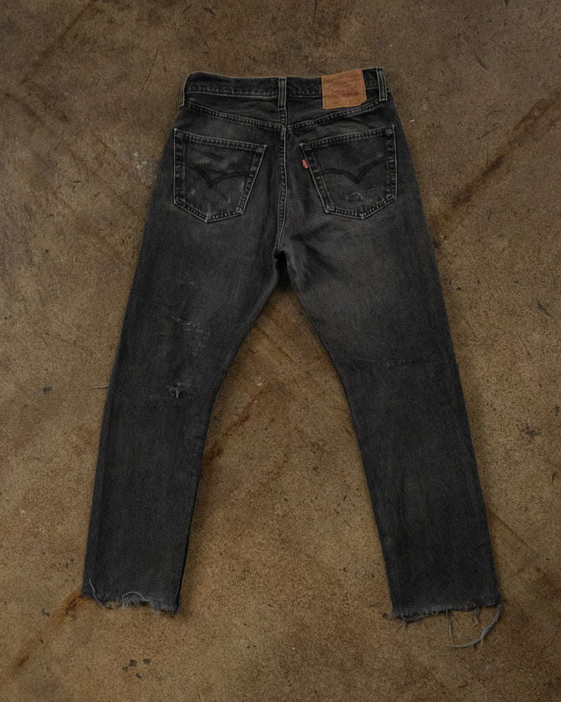 Levi's 501 Faded Charcoal Distressed Jeans - 1990s BACK PHOTO