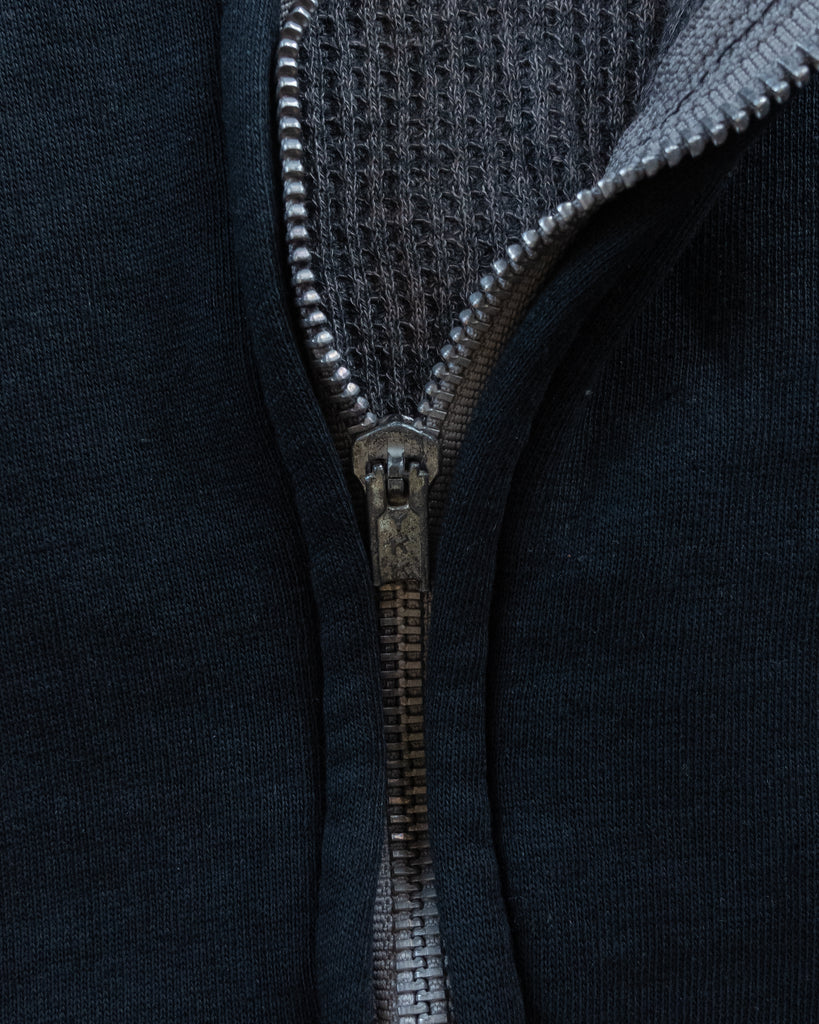 Black Thermal-Lined Zip-Up Raglan Hooded Sweatshirt - 1990s DETAIL PHOTO