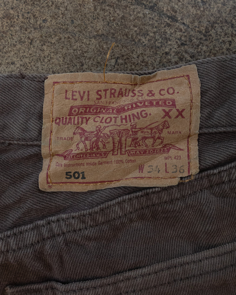 Levi's 501 Faded Brown Jeans - 1990s - detail