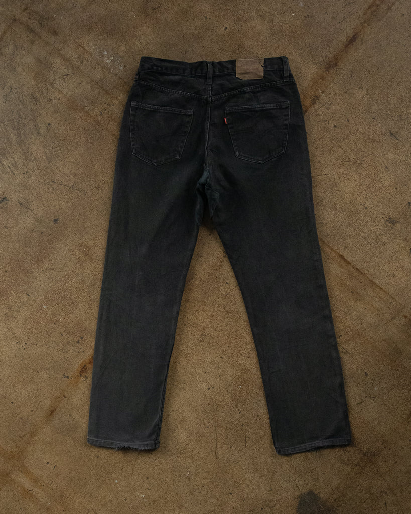 Levi's 501 Faded Black Patched Jeans - 1990s BACK PHOTO