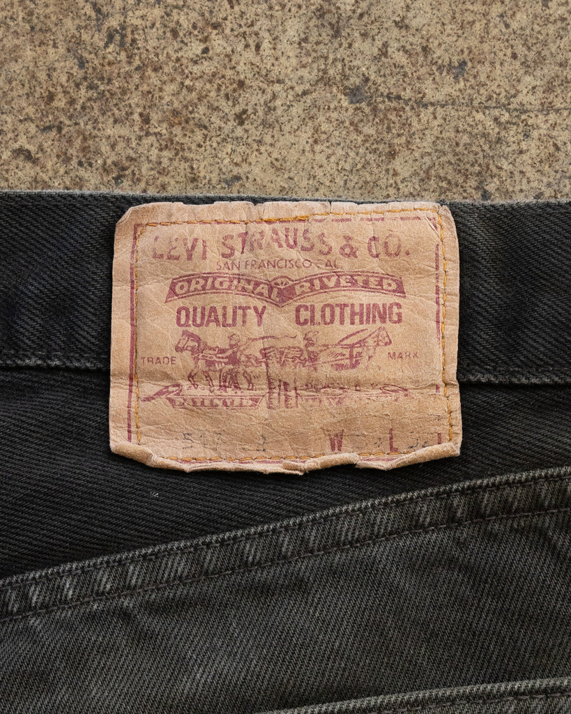Levi's 517 Sun Faded Black Distressed & Painted Jeans - 1990s DETAIL PHOTO