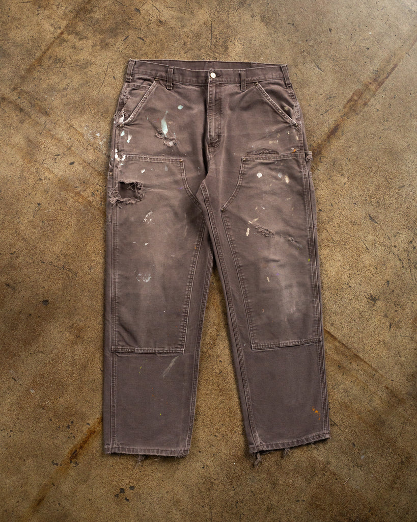 Carhartt Brown Faded & Distressed Double Knee Work Pants - 1990s