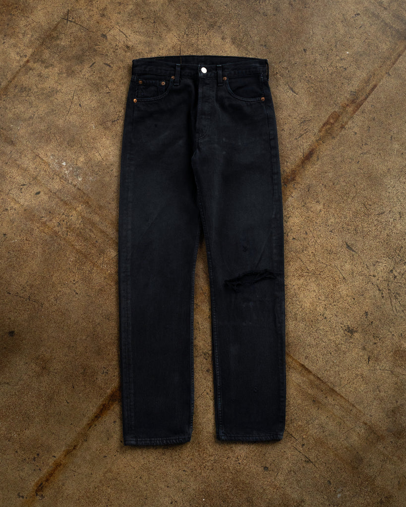 Levi's 501 Blue Black Distressed Jeans - 1990s