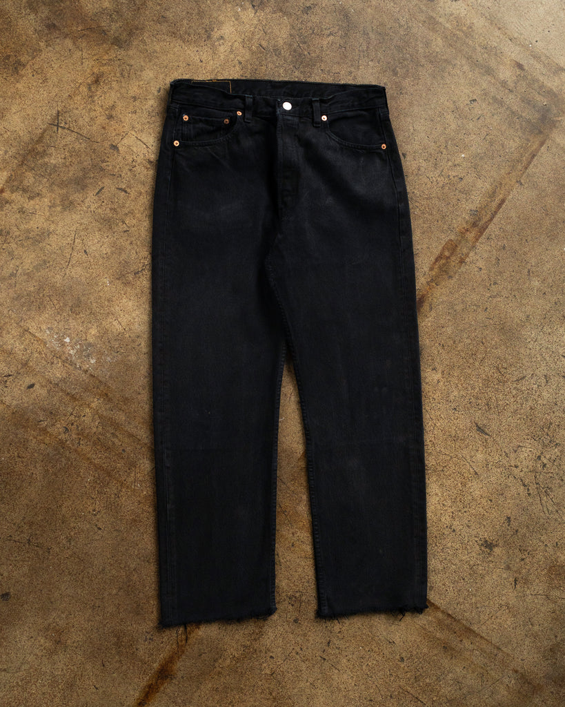 Levi's 501 Faded Blue Black Cropped Jeans - 1990s