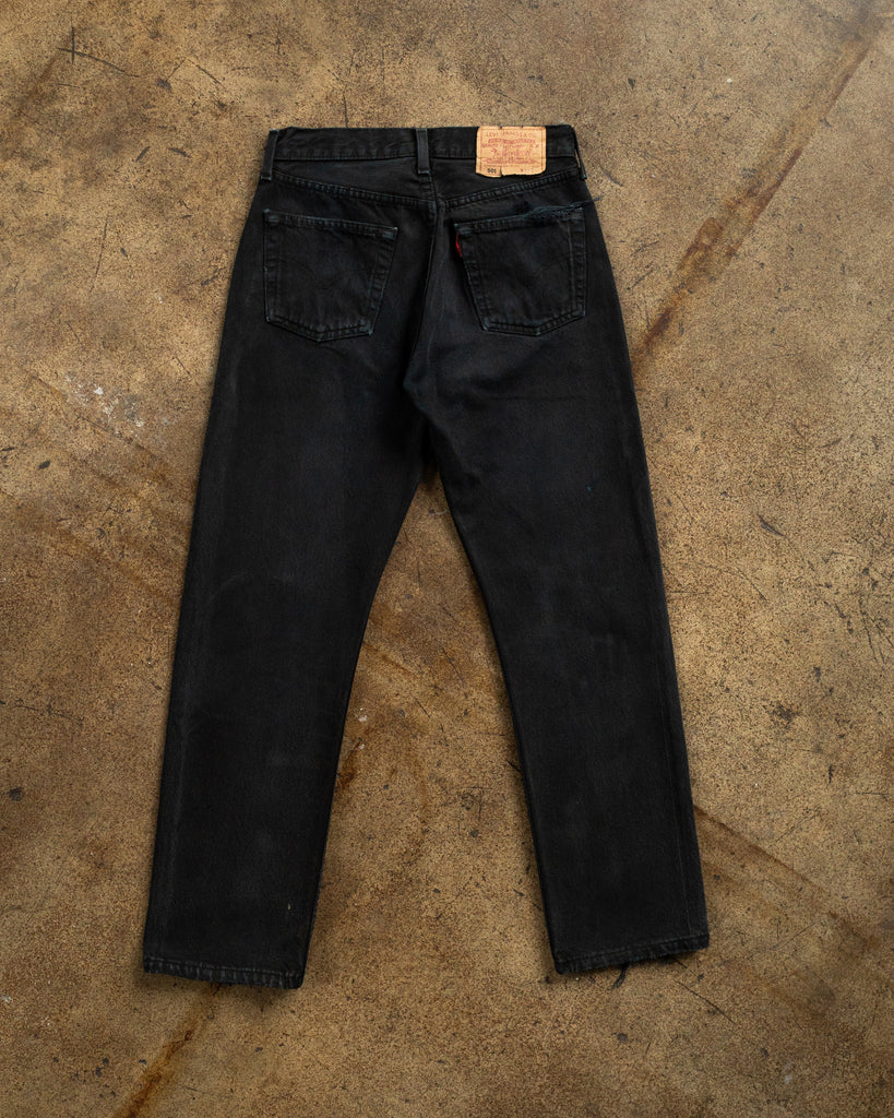 Levi's 501 Blue Black Distressed Jeans - 1990s - back