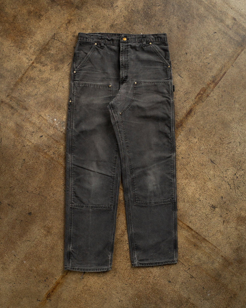Carhartt Faded Black Repaired Double Knee Work Pants - 1990s