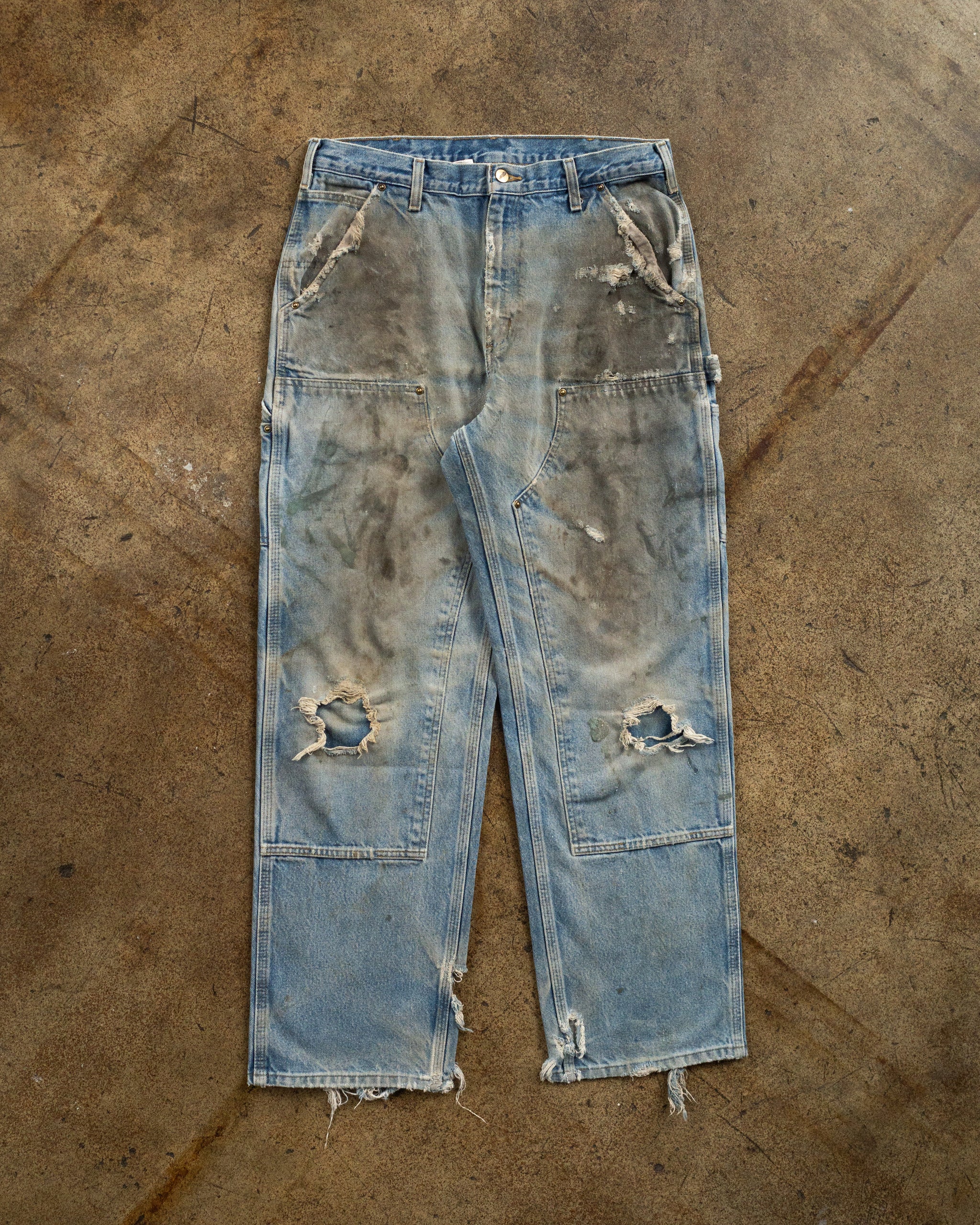 Carhartt Denim Thrashed Double Knee Work Pants - 1990s