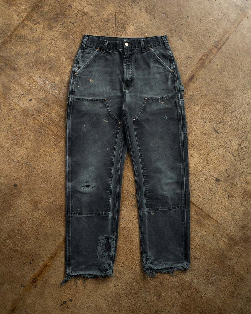 Carhartt Faded & Distressed Black Double Knee Work Pants - 1990s