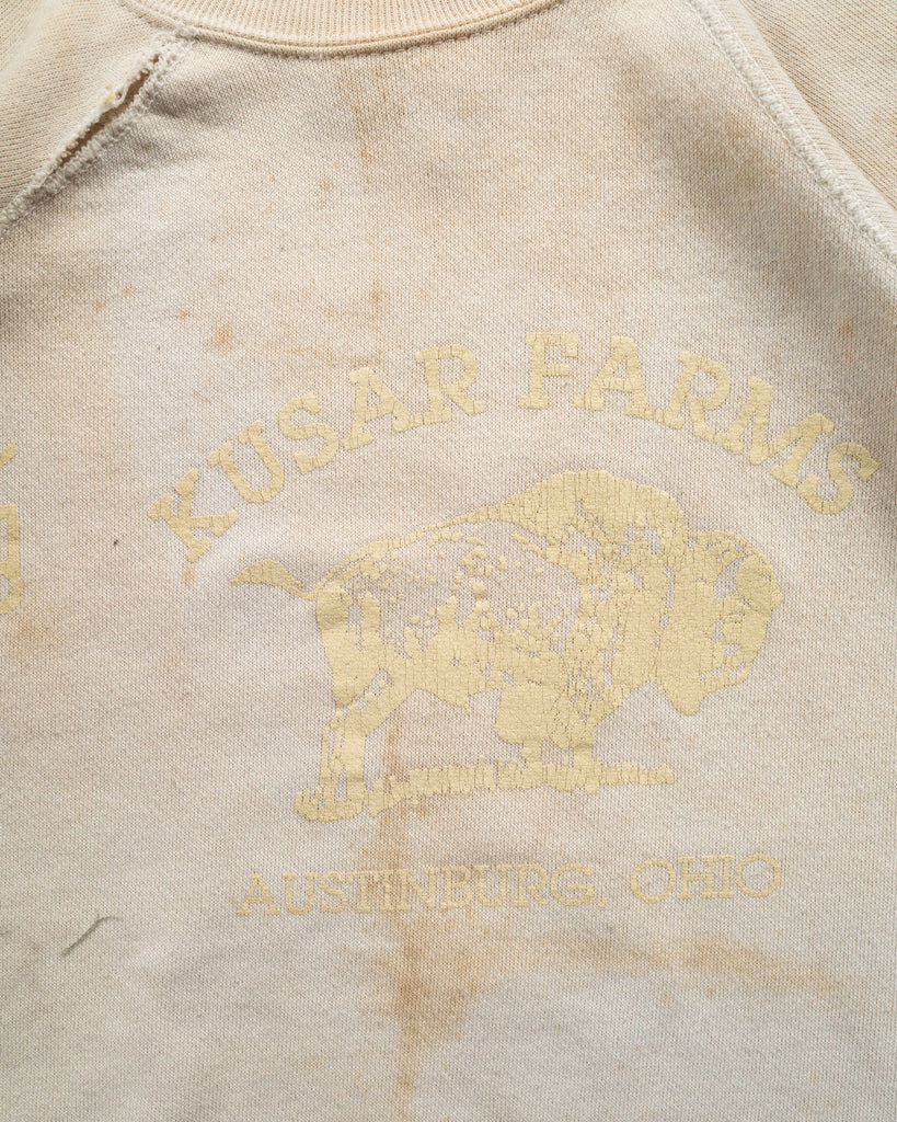 "Kusar Farms" Dirty Crewneck Sweatshirt - 1980s- detail