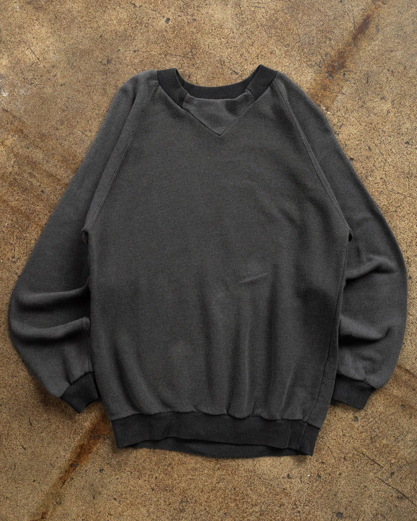 Faded Black Blank Raglan Sweatshirt - 1980s