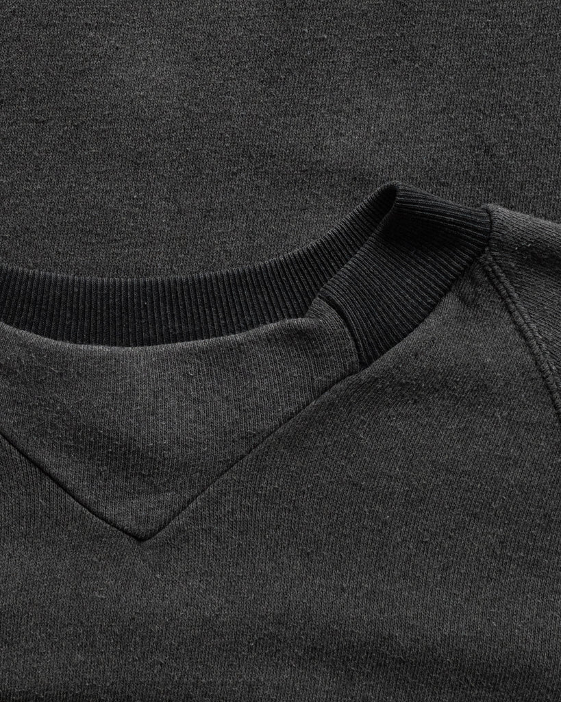 Faded Black Blank Raglan Sweatshirt - 1980s - detail