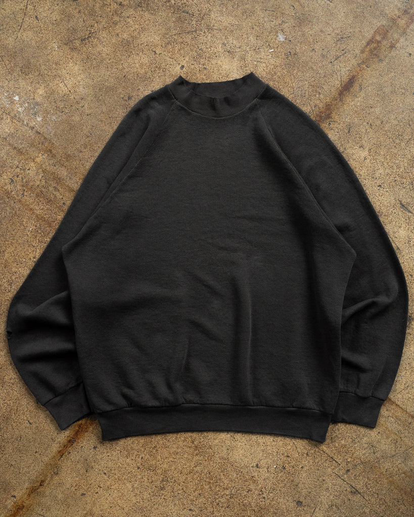 Faded Black Blank Raglan Distressed Sweatshirt - 1990s FRONT PHOTO