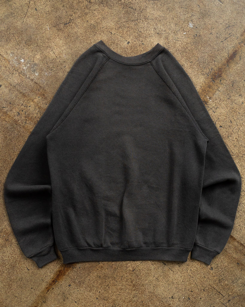 Faded Black Blank Raglan Sweatshirt - 1980s