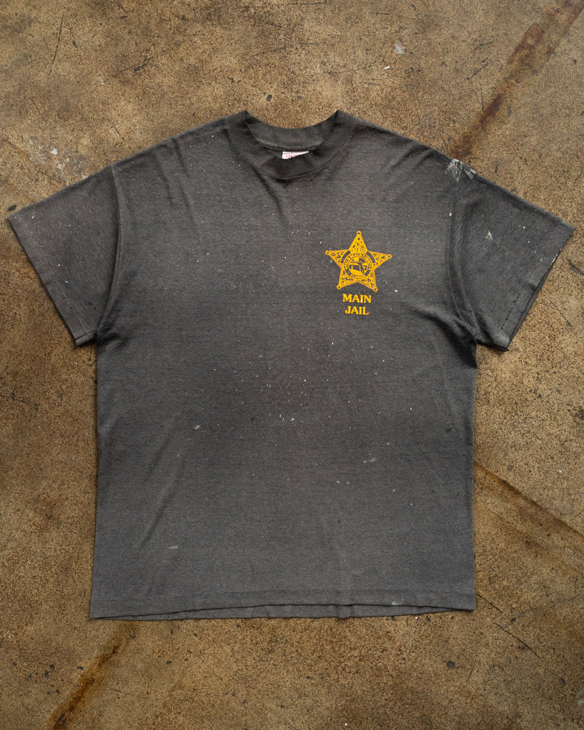 Sun Faded "Main Jail" & Painted Tee - 1990s FRONT PHOTO