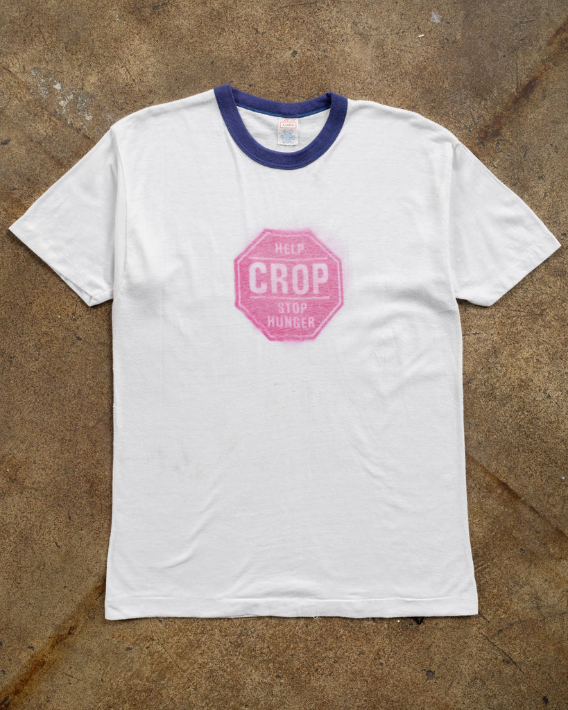 Single Stitched "Help Crop Stop Hunger" Ringer Tee - 1980s FRONT PHOTO