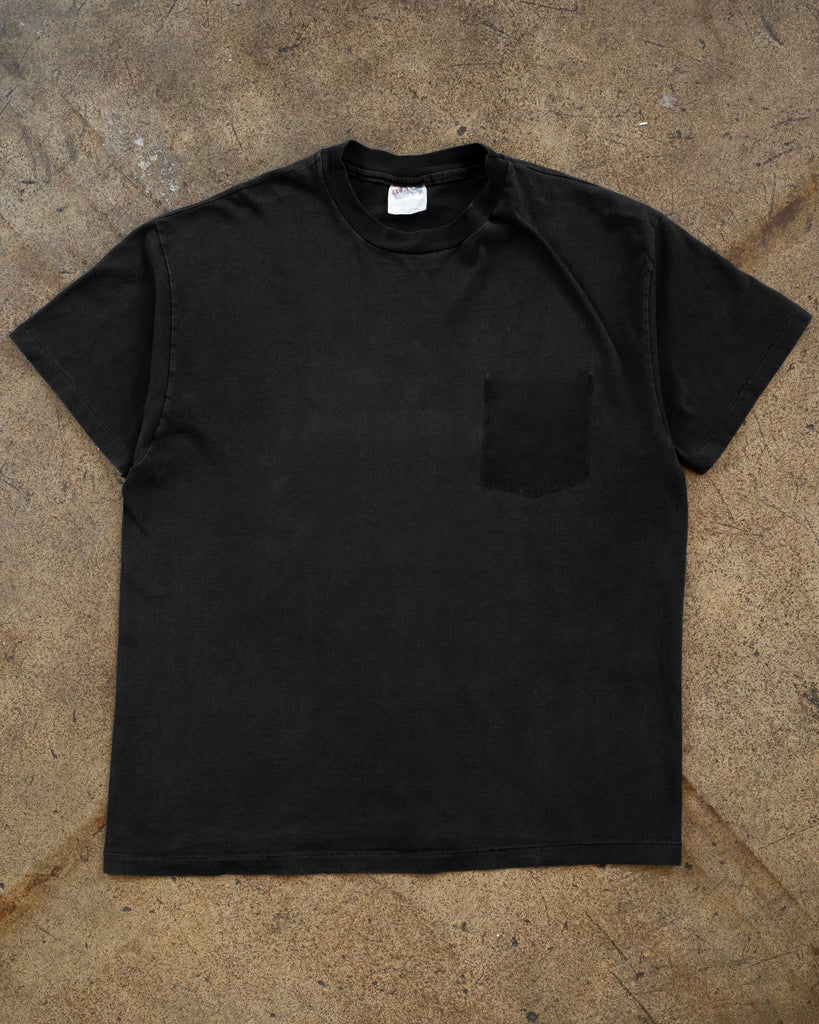 Hanes Beefy Sun Faded Contrast Collar Removed Pocket Tee - 1990s - front