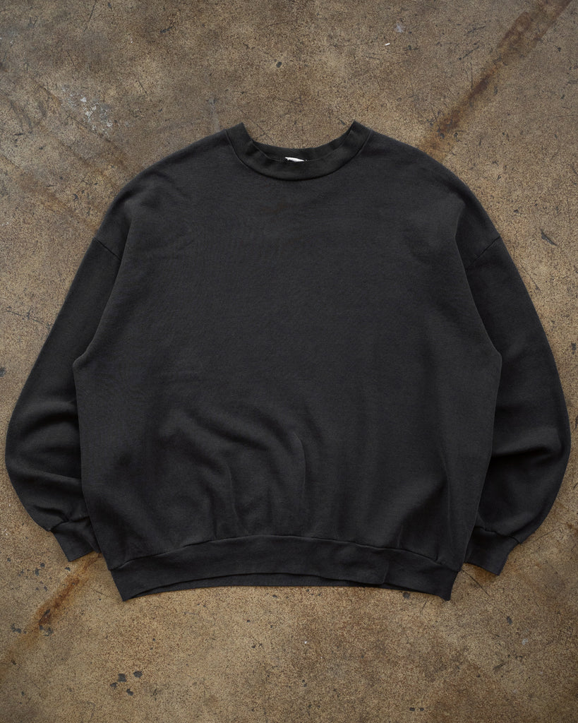 Faded Black Contrast Collar Crewneck Sweatshirt - 1990s - front