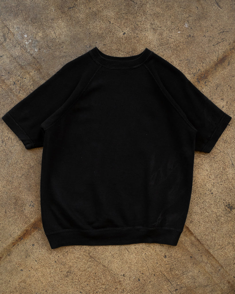 Black Blank Short Sleeve Raglan Sweatshirt - 1990s