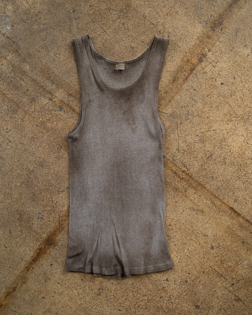 Grey Distressed Rib Tank Top