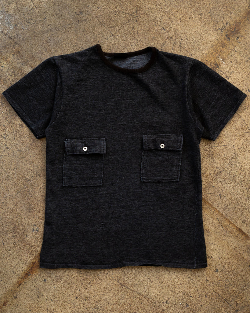 Over-Dyed Double Pocket Blank Knit Tee- 1970s - front