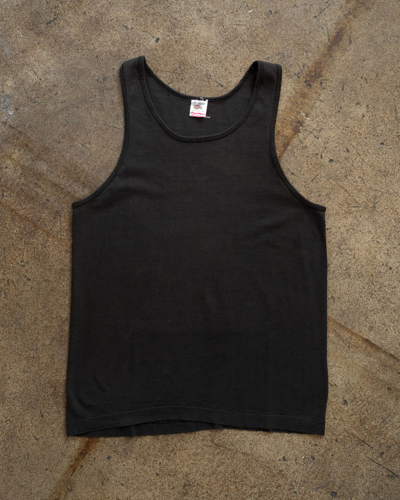 Single Stitched Faded Black Blank Tank Top - 1990s FRONT PHOTO