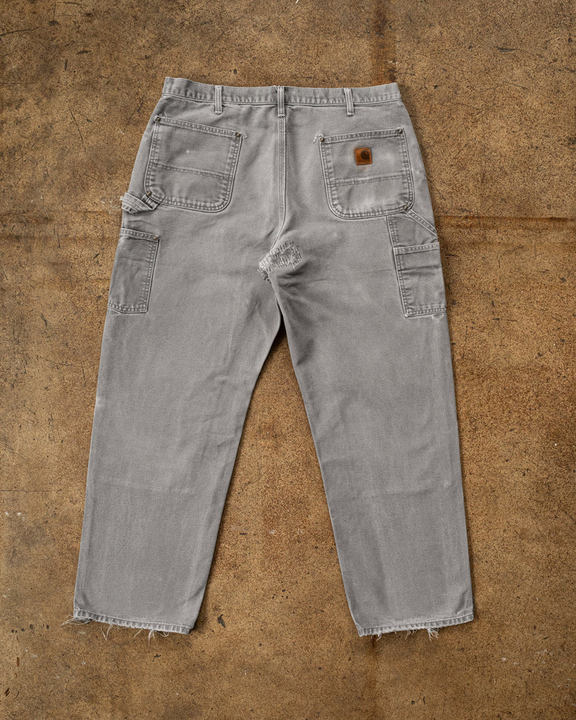 Carhartt Grey Repaired Double Knee Work Pants - 1990s back phot
