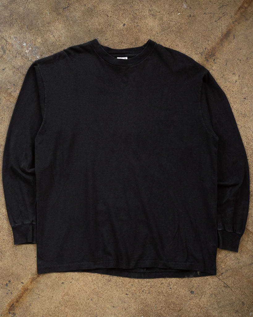 Single Stitched Black Blank Long Sleeve Tee - 1990s - Front