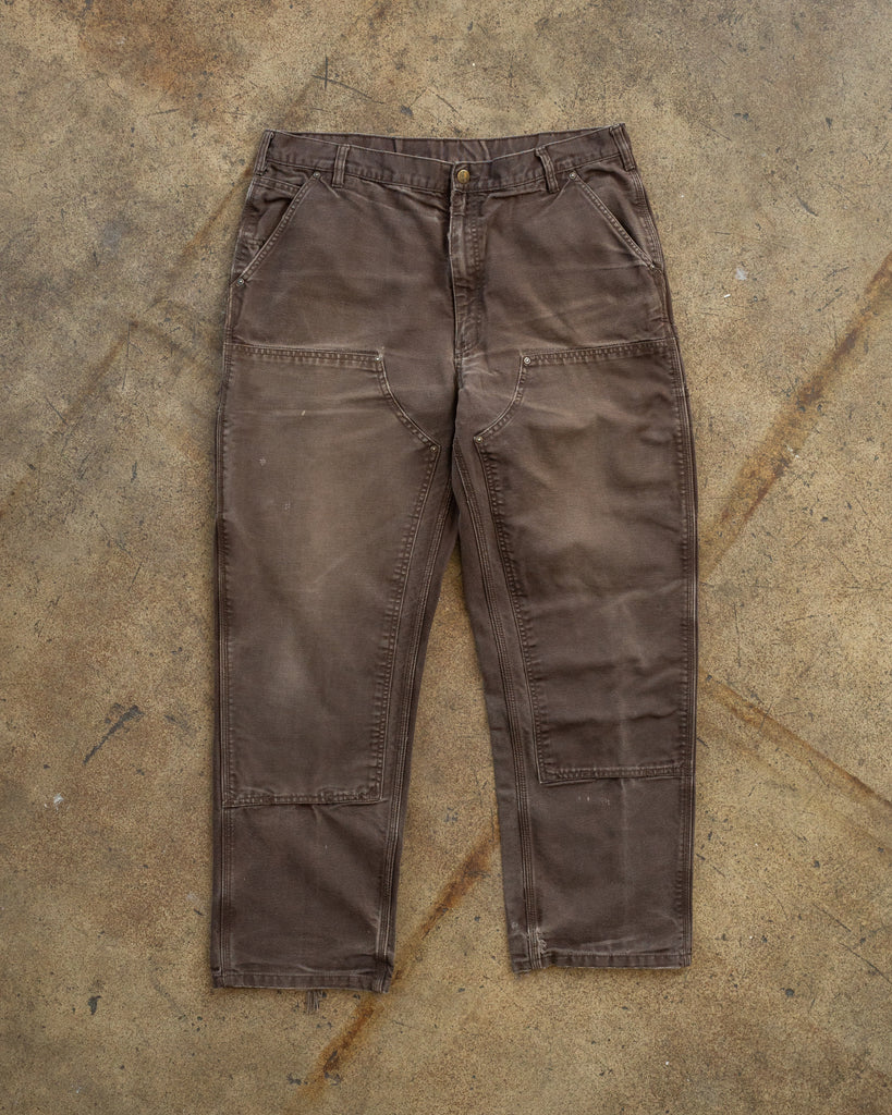 Carhartt Faded Brown Repaired Double Knee Work Pants FRONT PHOTO