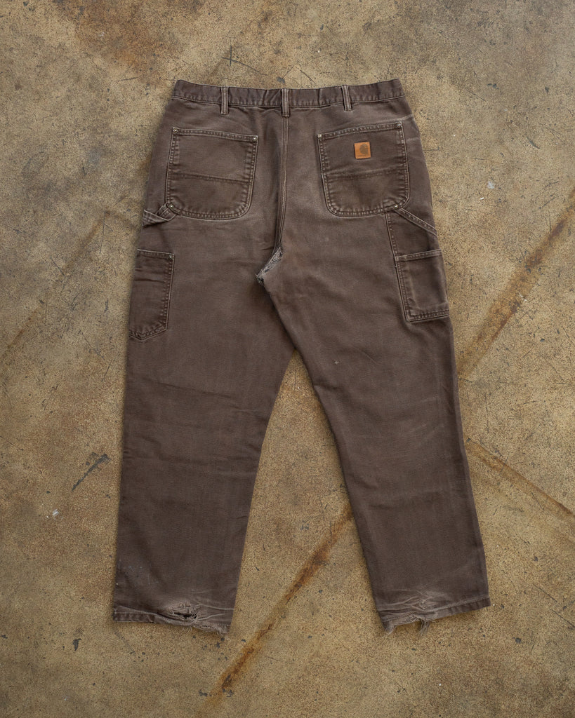 Carhartt Faded Brown Repaired Double Knee Work Pants BACK PHOTO