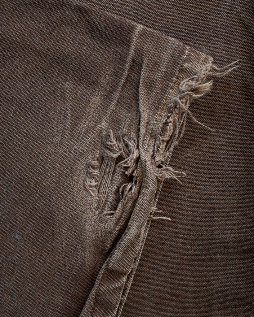 Carhartt Faded Brown Repaired Double Knee Work Pants REPAIR DETAIL PHOTO