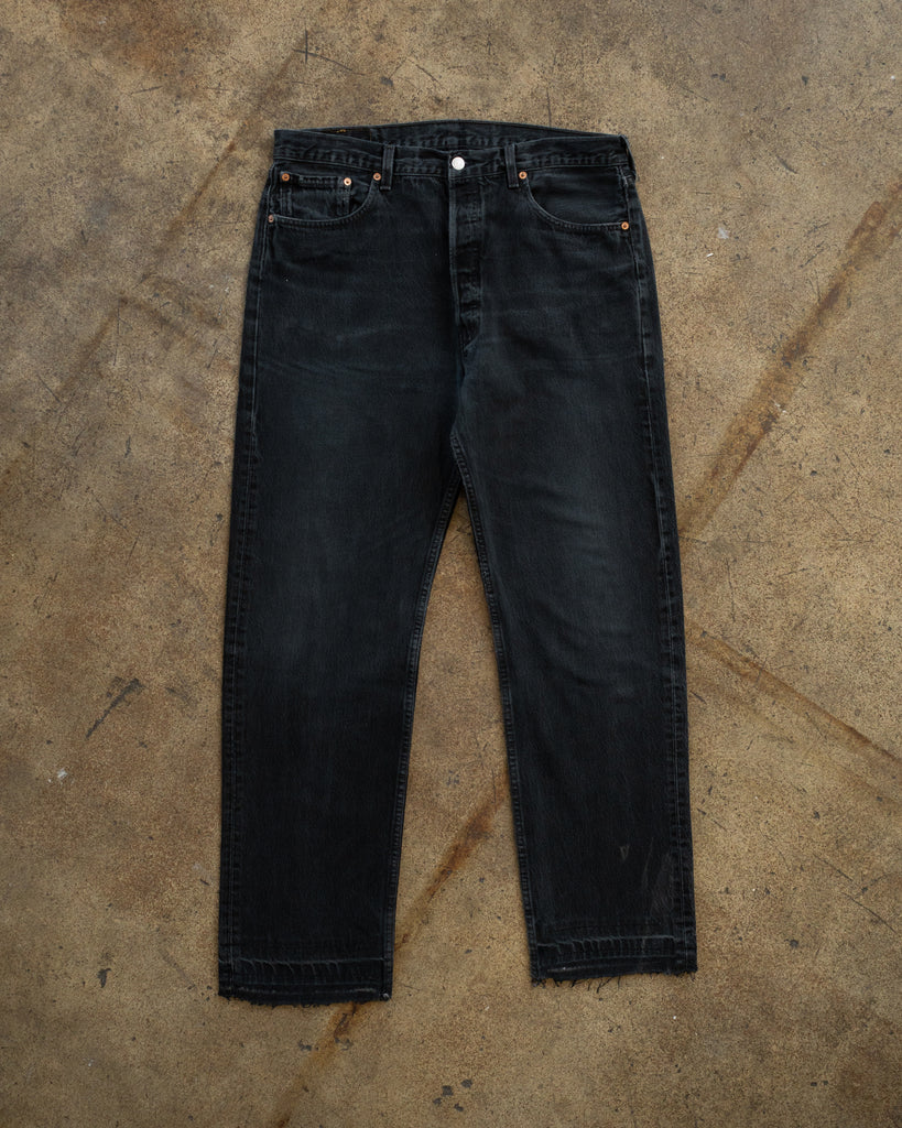 Levi's 501 Faded Black Released Hem Jeans - 1990s FRONT PHOTO