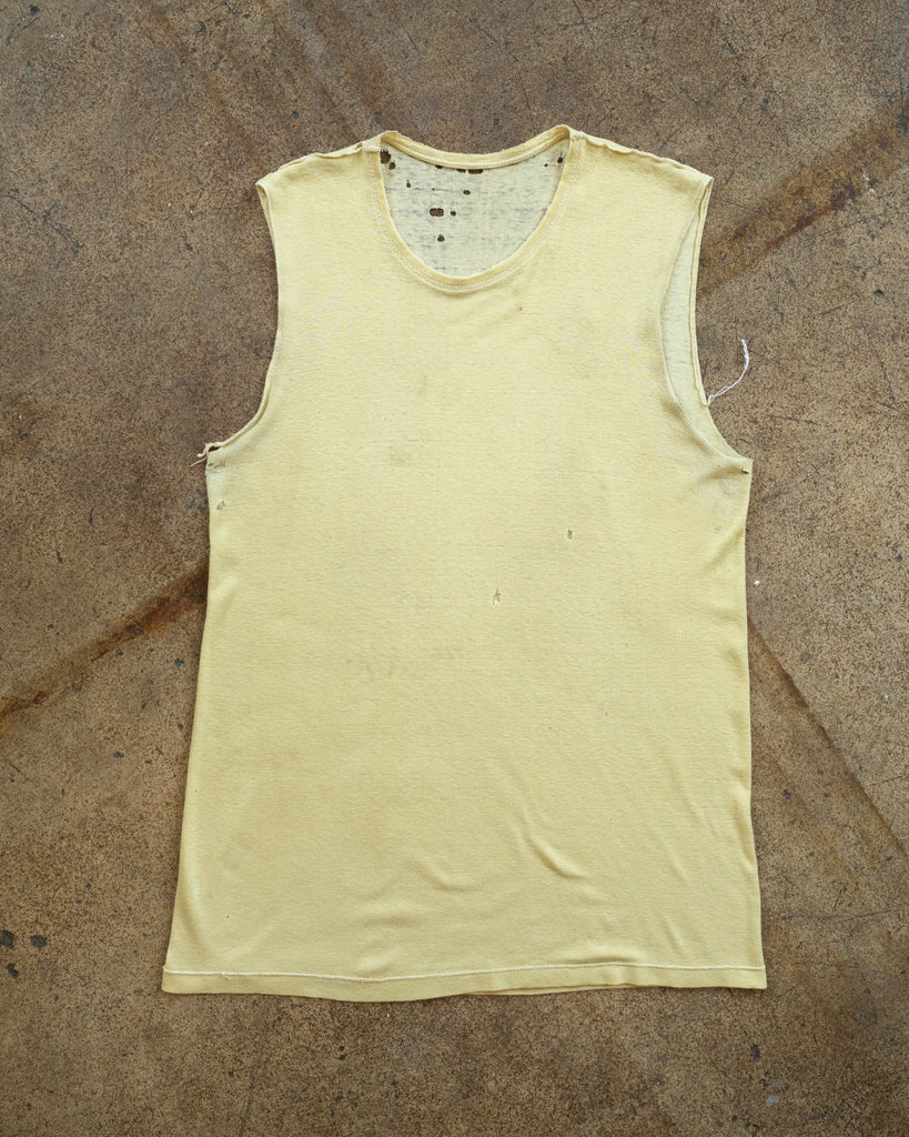 Single Stitched Distressed Yellow Blank Tank Top - 1980s