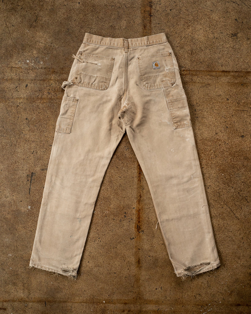 Carhartt Distressed Tan Double Knee Work Pants - 1990s back shot