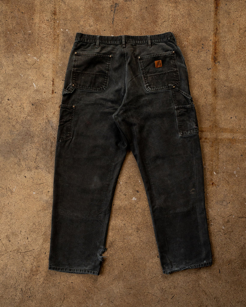Carhartt Faded Black Repaired Double Knee Work Pants - 1990s BACK PHOTO OF THE PANTS