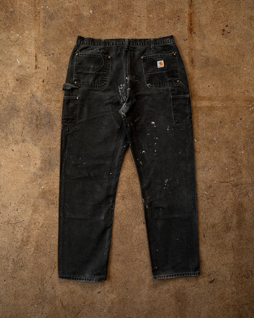 Carhartt Faded Black Painted & Repaired Double Knee Work Pants - 1990s BACK PHOTO OF PANTS