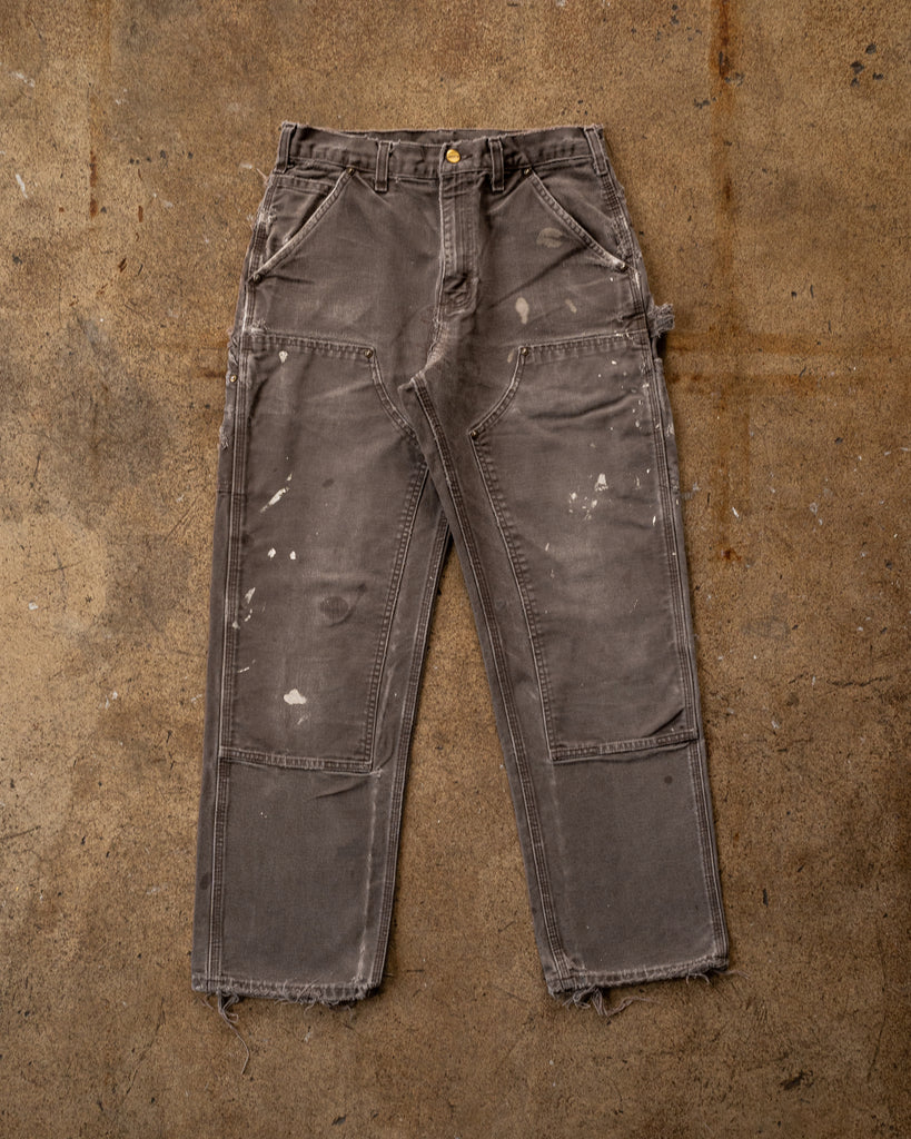 Carhartt Faded Brown Painted & Distressed Double Knee Work Pants - 1990s FRONT PHOTO OF PANTS
