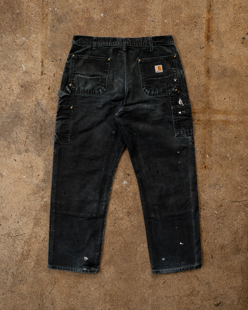 Carhartt Faded Black Painted & Distressed Double Knee Work Pants - 1990s BACK PHOTO OF PANTS