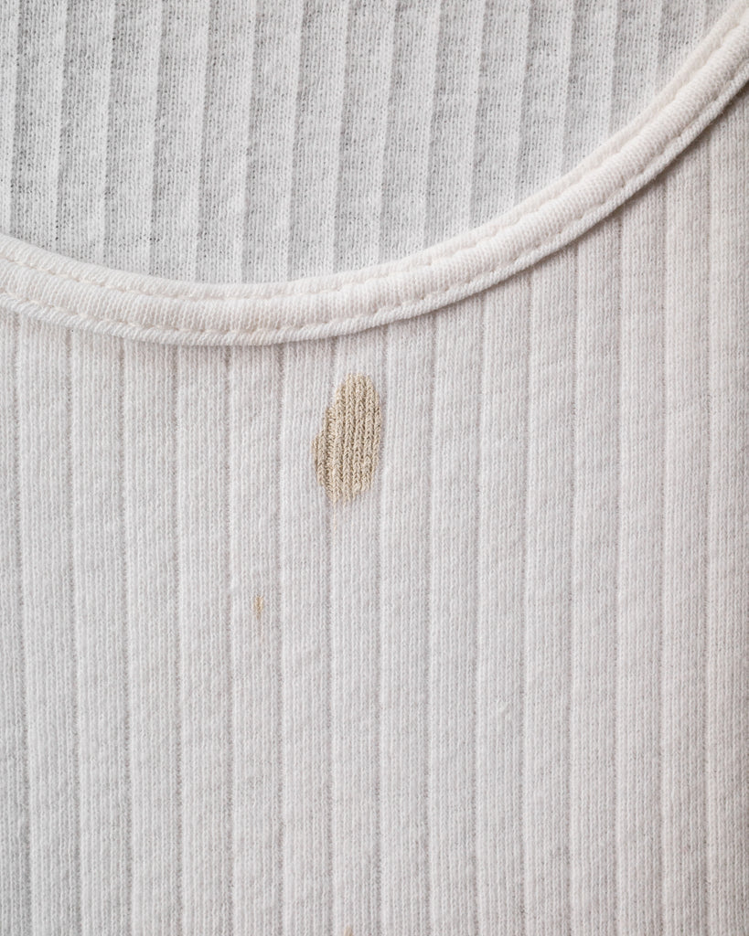White Blank Ribbed Tank Top - 1990s - Detail