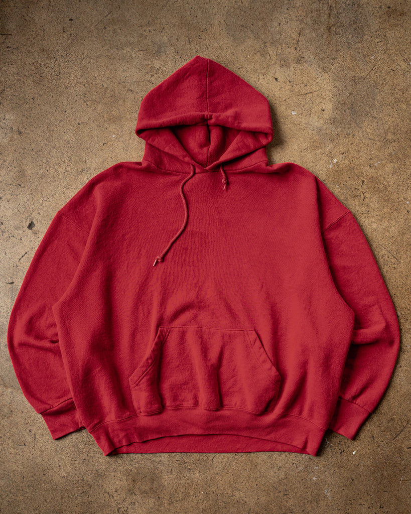 Red Blank Hooded Sweatshirt - 1990s
