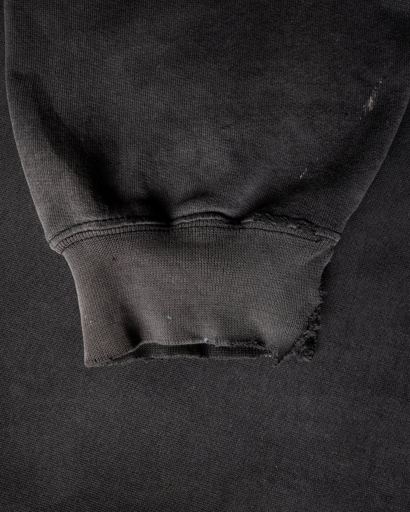 Faded & Distressed Blank Zip-Up Hooded Sweatshirt - 1990s - Detail