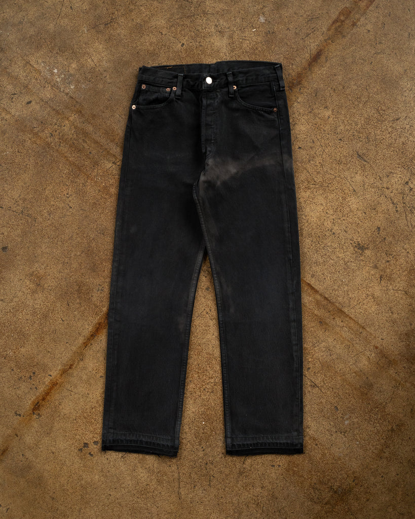 Levi's 501 Sun Faded Blue Black Released Hem Jeans - 1990s