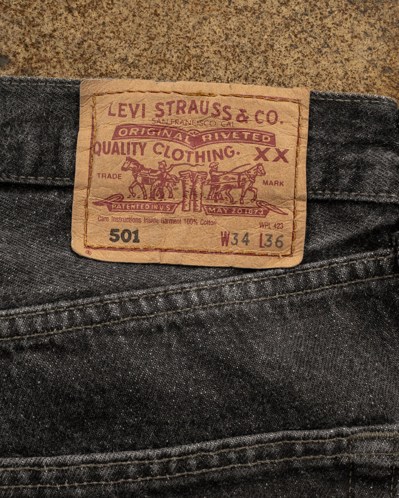 Levi's 501 Charcoal Released Hem Jeans - 1990s back patch