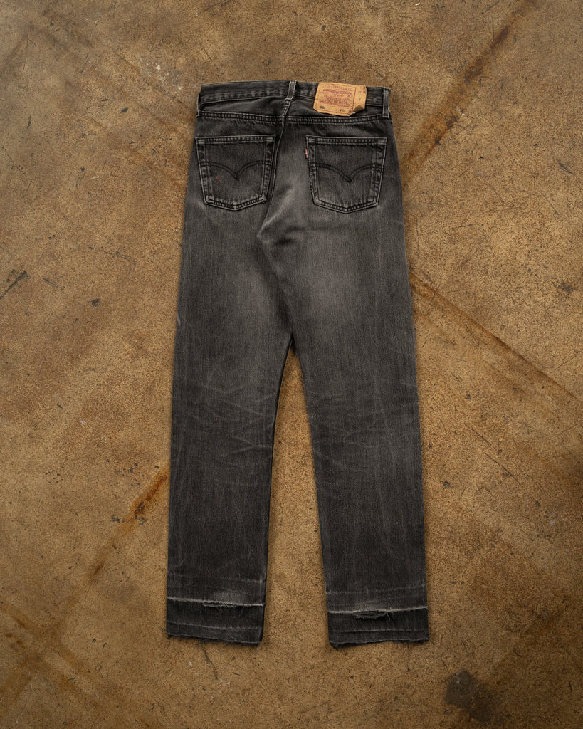 Levi's 501 Faded Black Released Hem Jeans - 1990s back photo