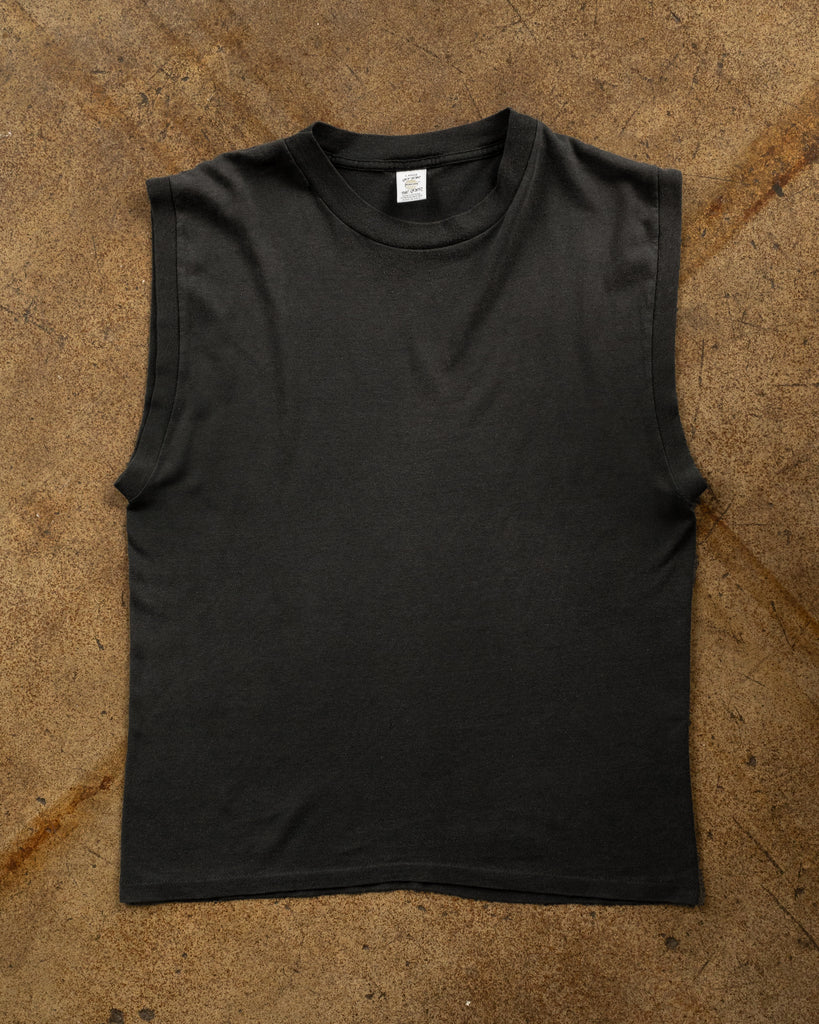 Single Stitched Black Blank Sleeveless Tee - 1990s FRONT PHOTO