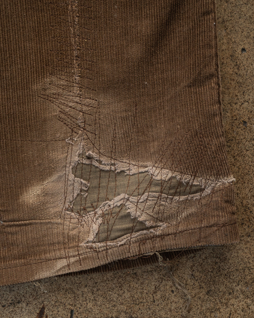 Levi's Repaired Corduroy Flared Jeans - 1970s repair detail shot