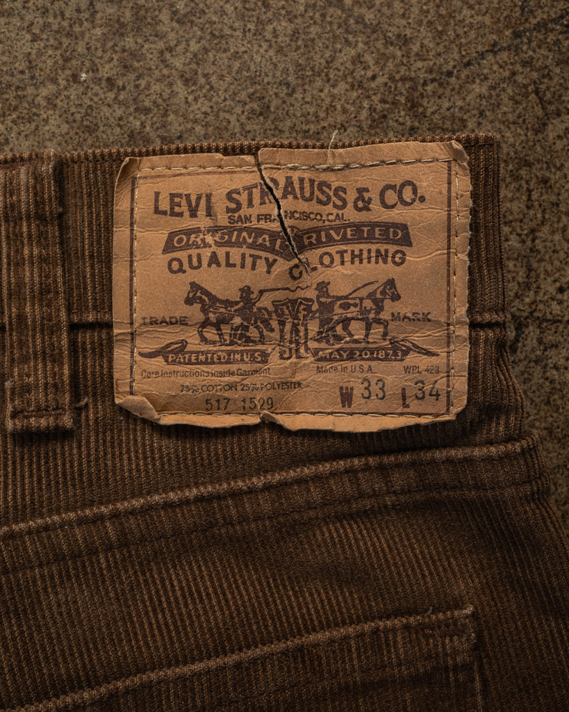 Levi's Repaired Corduroy Flared Jeans - 1970s patch detail shot