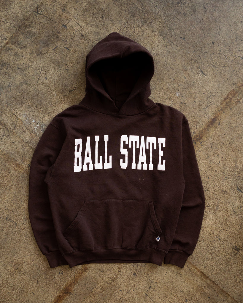 Russell Brown "Ball State" Hooded Sweatshirt - 1990s